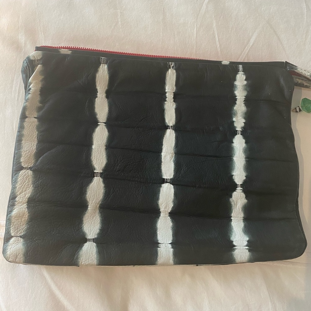 Sammy Tie dye black leather clutch